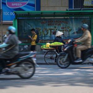 Hanoi Traffic and Fruit Vendor - Photo